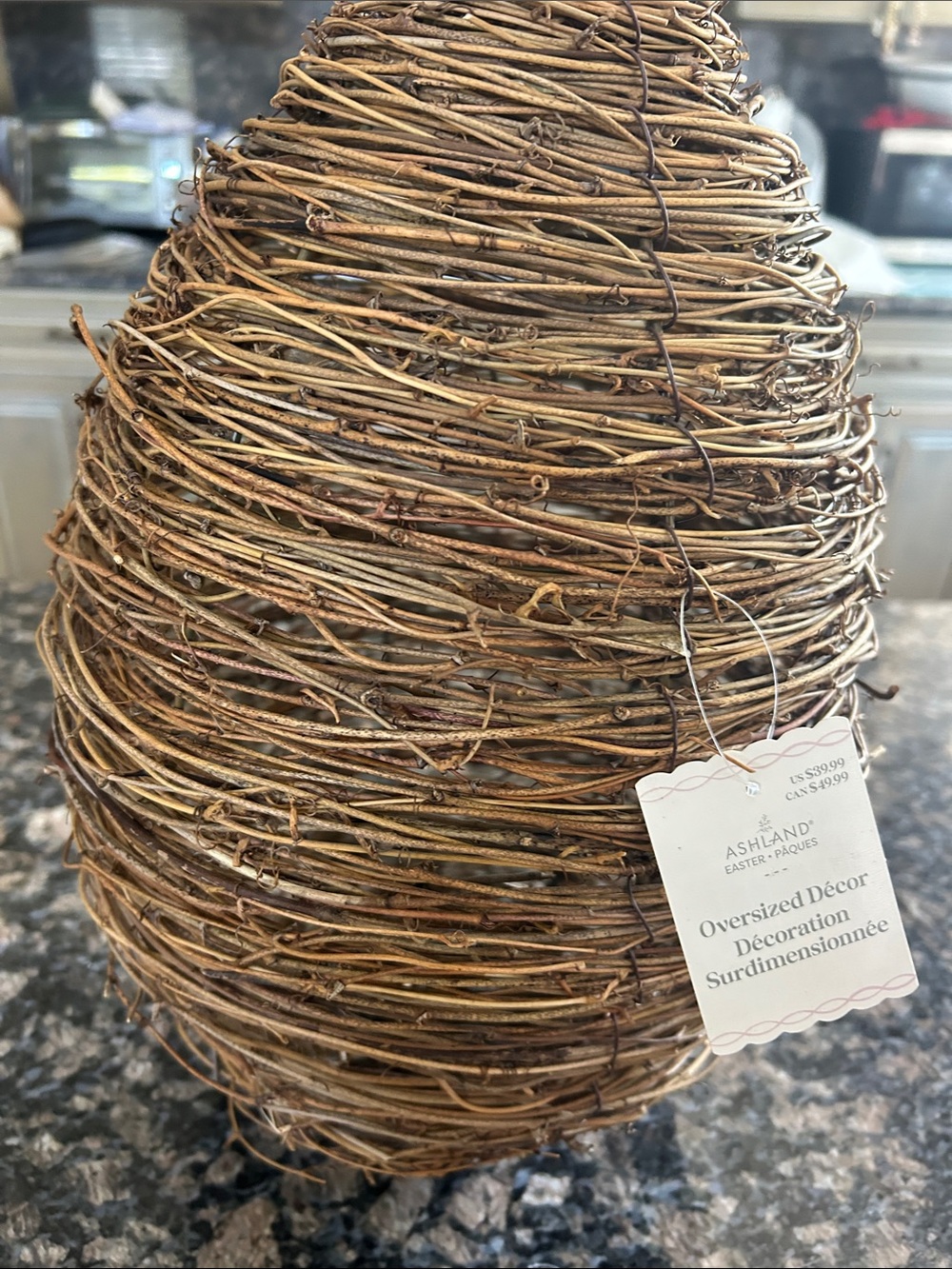 ASHLAND RUSTIC WOVEN VINE EGG DECOR NWT
